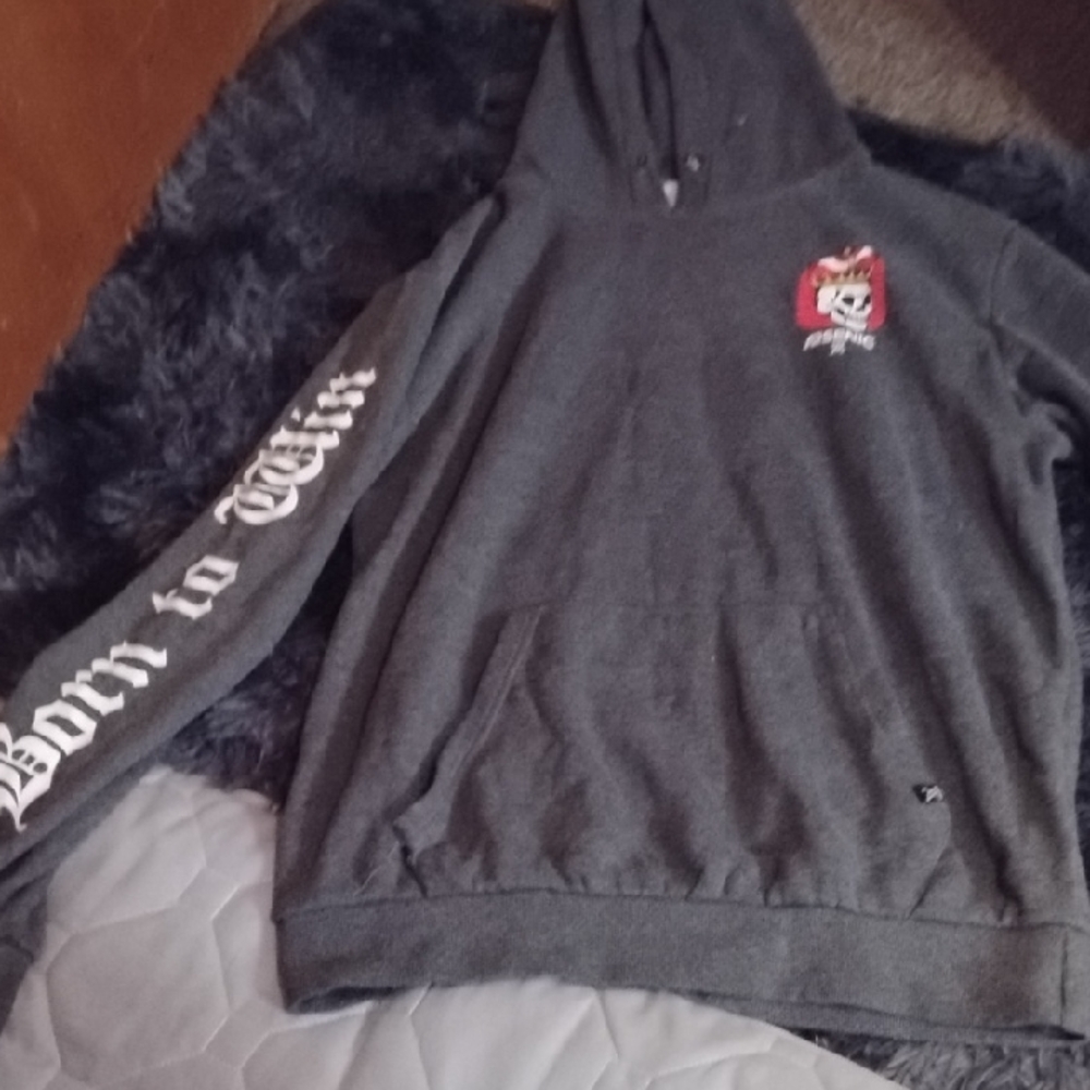 Gray Hoodie with Graphic and Text